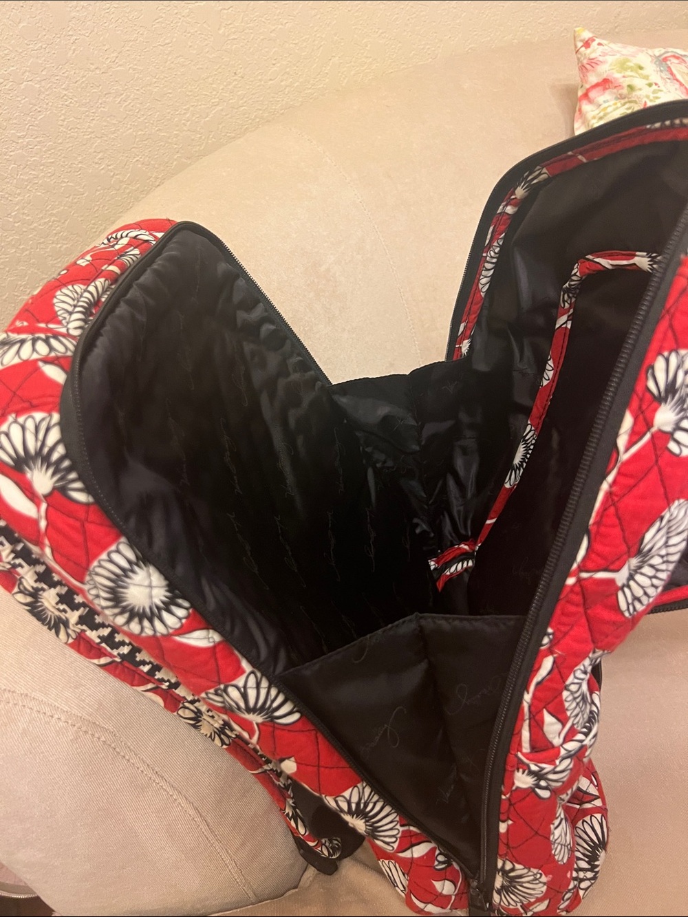 Vera Bradley Red Quilted Floral Backpack - Picture 5 of 12
